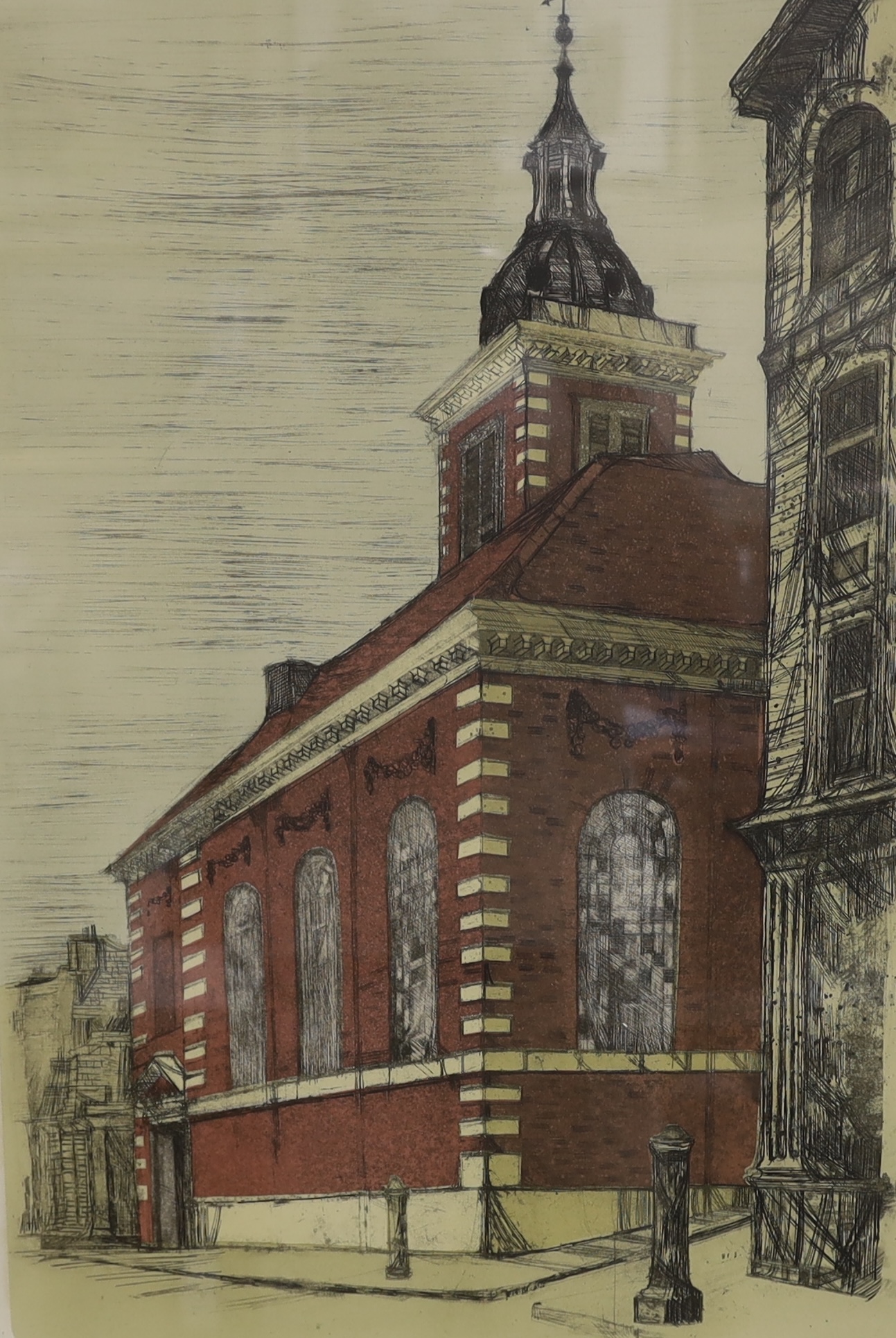 Richard Beer, coloured etching with aquatints, 'St. Benet, Paul's Wharf', signed in pencil, 32/75, 65 x 45cm